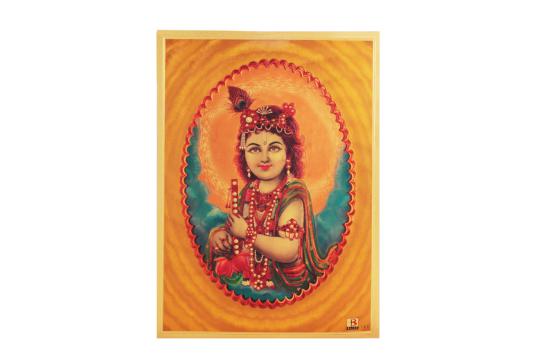 Lord Nanda Gopal Photo in Golden Sheet - Large