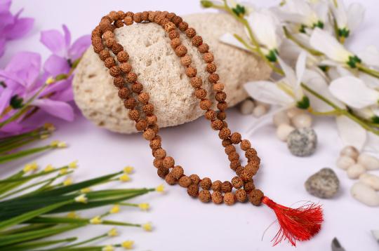 6 Mukhi Semi Chikna Mars Mala - 9 mm