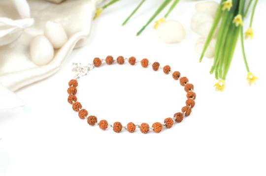 Rudraksha punchmukhi Bracelet in silver wire