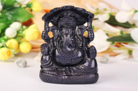 Ganesha statue in Blue Stone - 565 gms