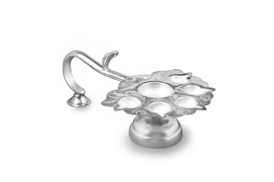 Paanch Aarti oil lamp in pure silver - Medium