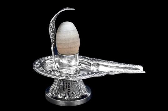German Silver Yoni base with Narmada Lingam - X