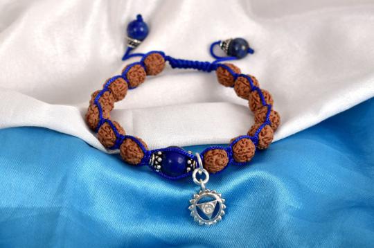 4 Mukhi Rudraksha and Lapis Lazuli Bracelet