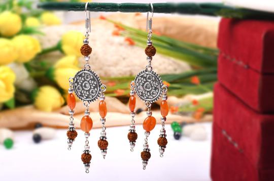 Rudraksha Carnelian Earring - II