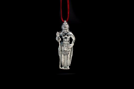 Lord Kartikeye Locket in Oxidized Silver - I