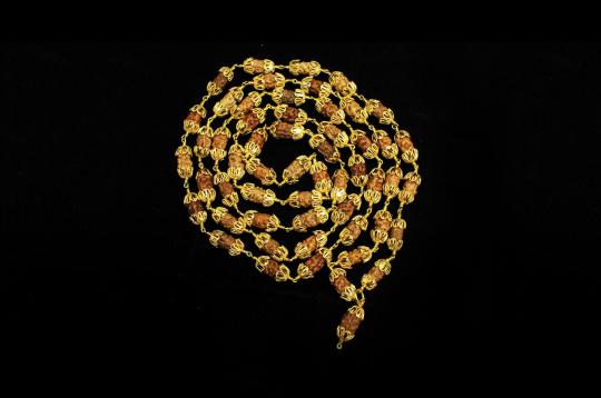 2 mukhi moon mala in gold