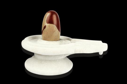Narmada Lingam on White Marble Yoni base - III