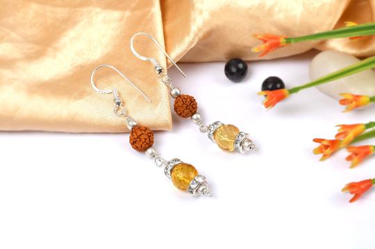 Citrine and Rudraksha Earring