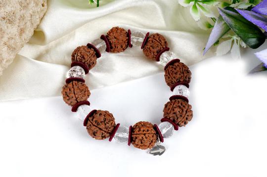 5 Mukhi Nepal Rudraksha beads bracelet with Sphatik beads