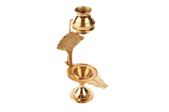 Brass Yoni base for shivling with Abhishek pot