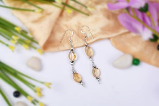 Yellow Citrine Oval bead Earring