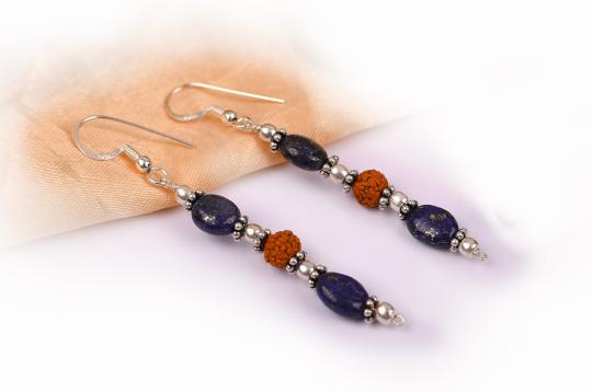 Rudraksha Lapis Lazuli Earring - I