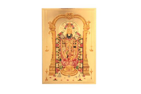 Tirupati Balaji with Laxmi Photo in Golden Sheet - Large