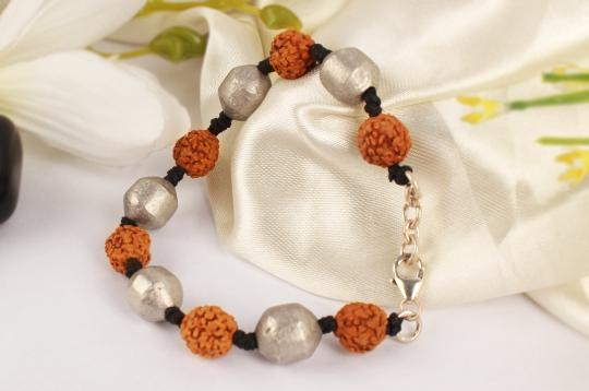 Rudraksha and Parad Bracelet in thread - 10 to 13mm