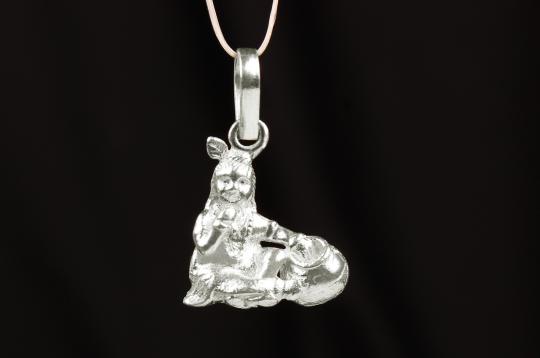 Radha Krishna Locket - in Pure Silver - Design IV