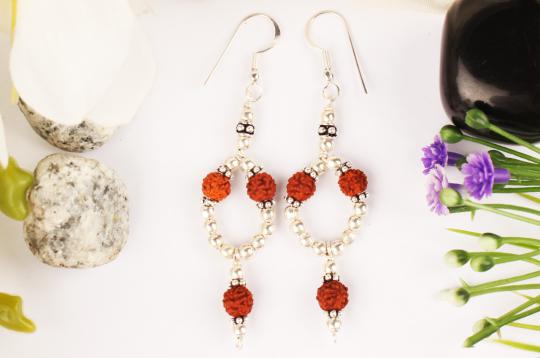 Earrings of Rudraksha Beads - Design I