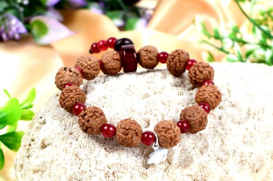6 mukhi Mars bracelet from Java with Red Agate beads