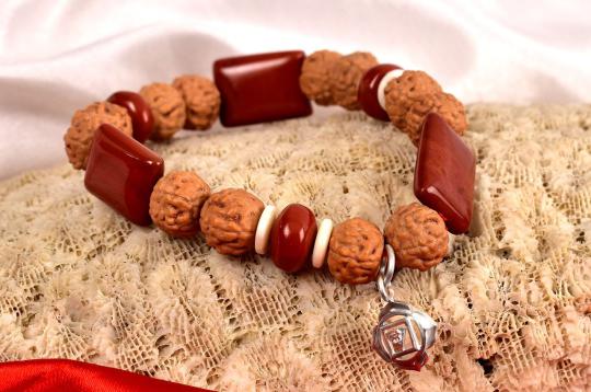 6 Mukhi Rudraksha and Jasper Bracelet