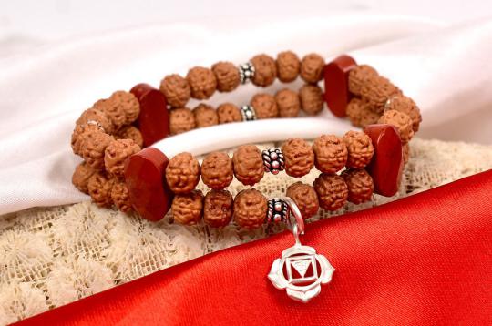 6 Mukhi Rudraksha and Jasper Bracelet - I