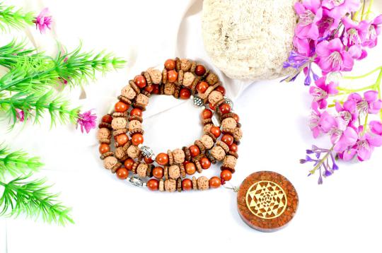 6 Mukhi Rudraksha and Jasper Mala