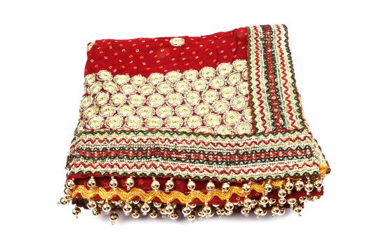 Polka Red Bandhani Chunri