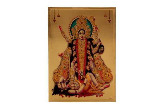 Kalighat Kali Photo in Golden Sheet - Large