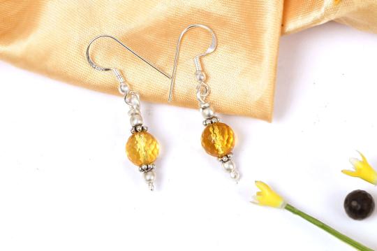Citrine faceted bead Earring