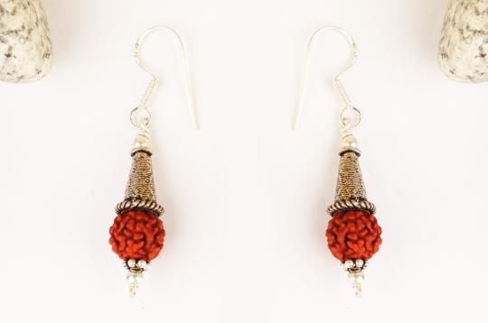 Earrings of Rudraksha Beads - Design VII