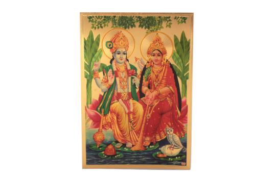 Vishnu Laxmi Photo in Golden Sheet - Large