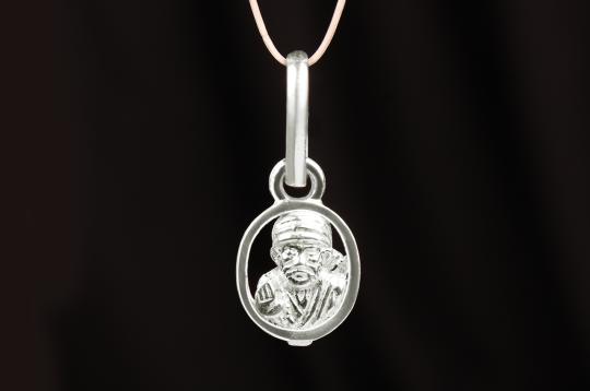 Saibaba Locket - in Pure Silver - Design VII