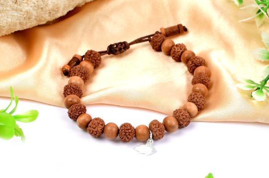7 mukhi Mahalaxmi bracelet from Java with Sandalwood beads