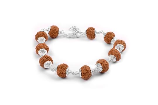 7 mukhi Mahalaxmi bracelet from Java with silver flower caps