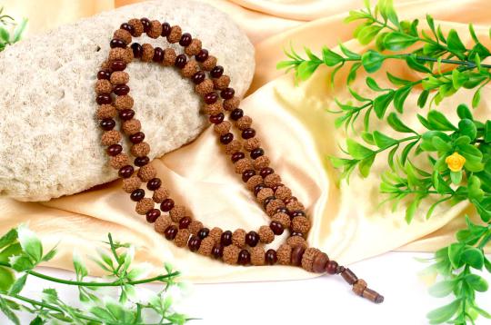 7 mukhi Mahalaxmi Mala from Java with Red Sandalwood beads