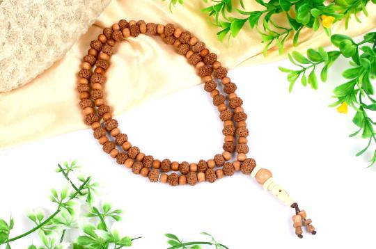 7 mukhi Mahalaxmi Mala from Java with Sandalwood beads