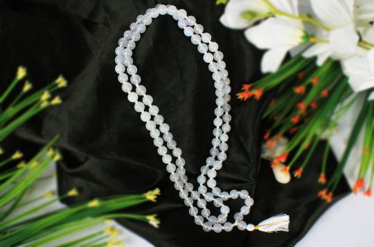 White Agate Round mala - 8mm - I