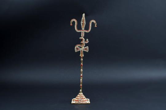 Om Trishul damru in colour zircons