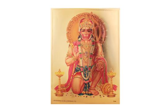 Hanuman Mudra Photo in Golden Sheet - Large