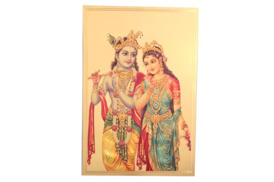 Radhe Krishna Photo in Golden Sheet - Large I
