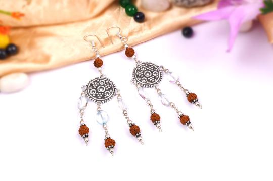 Rudraksha Blue Topaz Earring - II