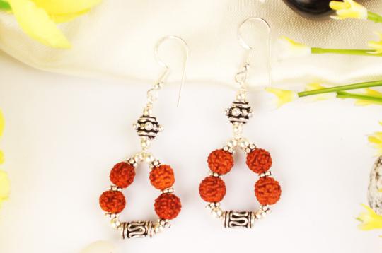 Earrings of Rudraksha beads - design IV