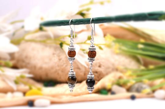 Rudraksha Tiger Eye Earrings -IV