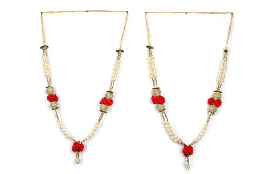 Pearl with Rose Deity Garland - Set of 2
