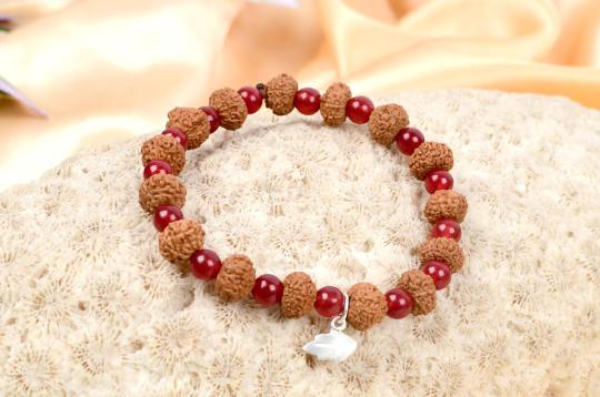 8 mukhi Ganesha bracelet from Java with Red Agate beads