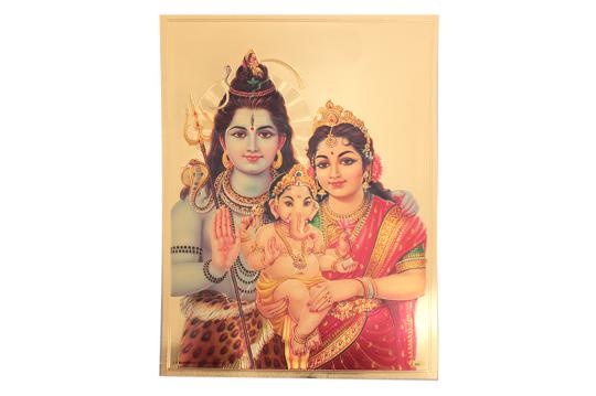 Shiva Parivar Photo in Golden Sheet - Large