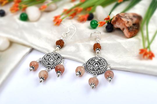 Rudraksha Sunstone Earrings - II