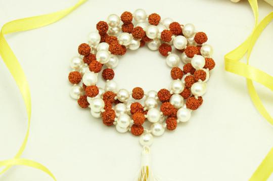 Rudraksha and  Pearl mala in thread