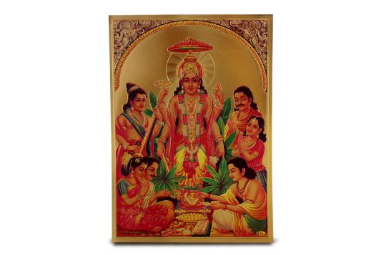 Lord Satyanarayan Photo in Golden Sheet - Large