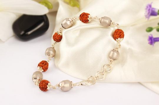 Rudraksha and Parad Bracelet in silver - 10 to 13mm