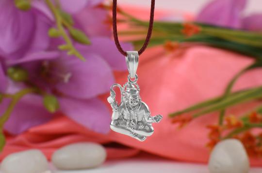 Hanuman Mudra locket in pure silver - I