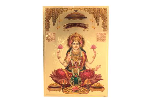 Subh Labh Mahalaxmi Photo in Golden Sheet - Large